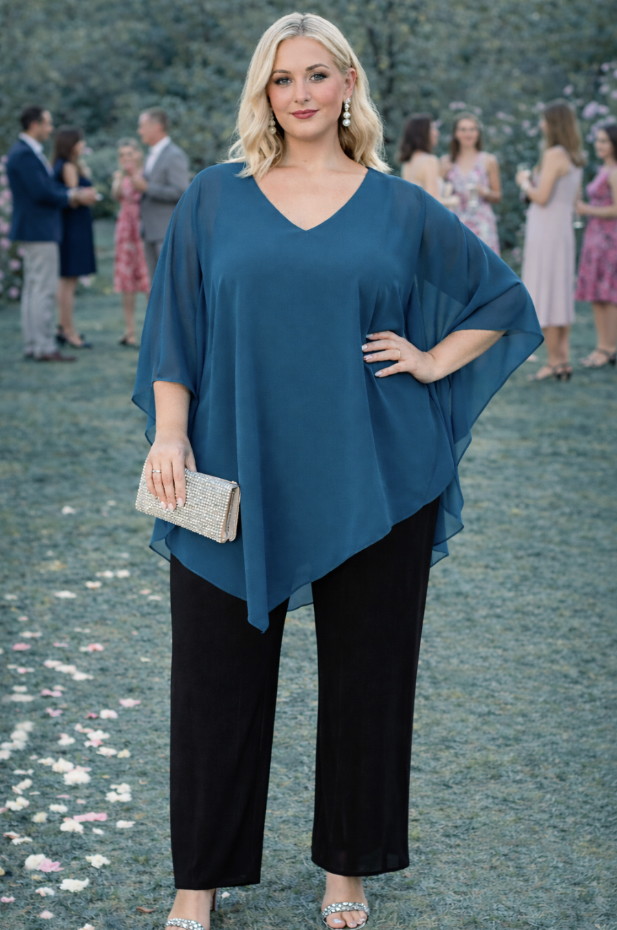 Petrol Gilliana Chiffon Top | Sizes 12-24