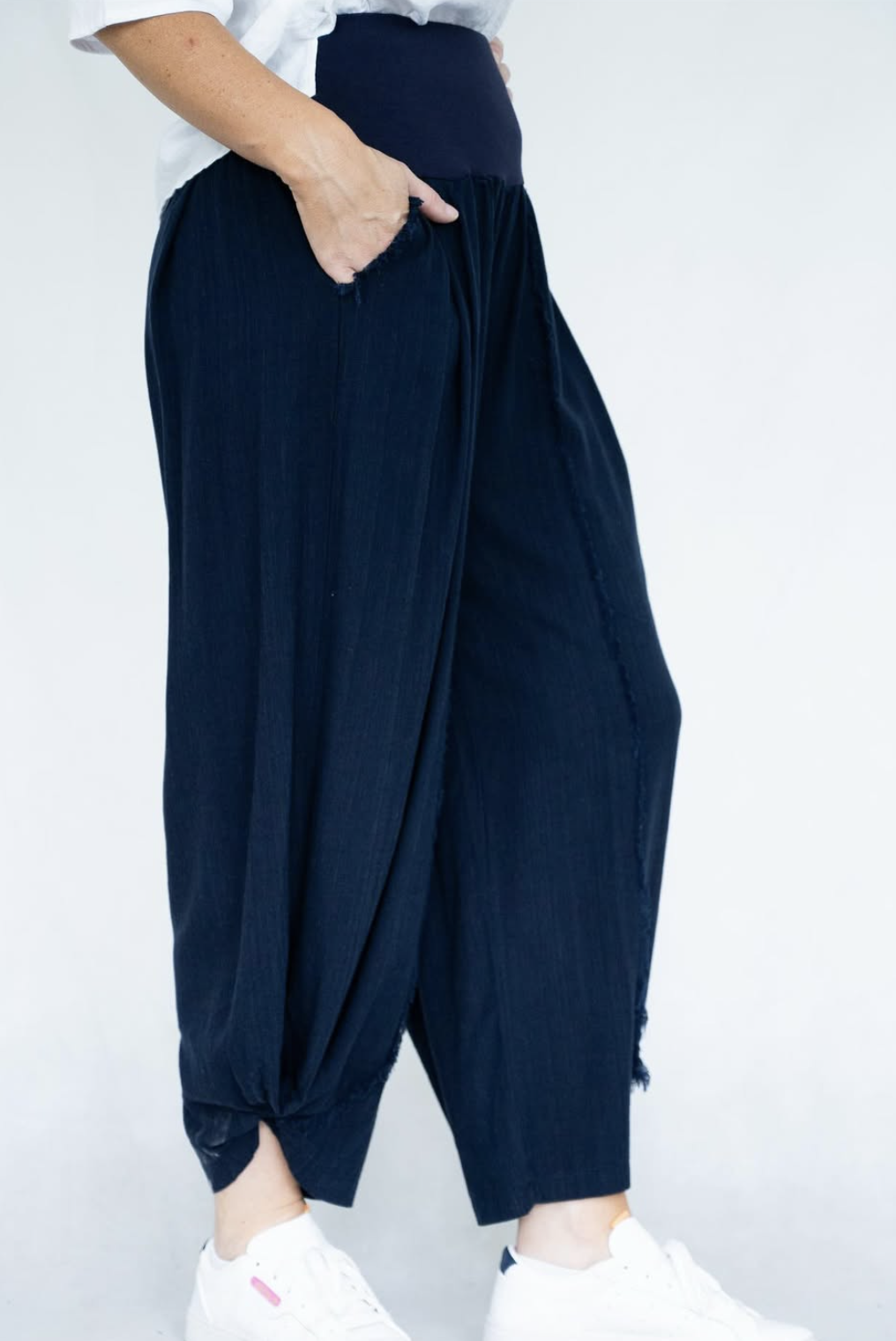Navy Blue Linen Blend Gypsy Pants