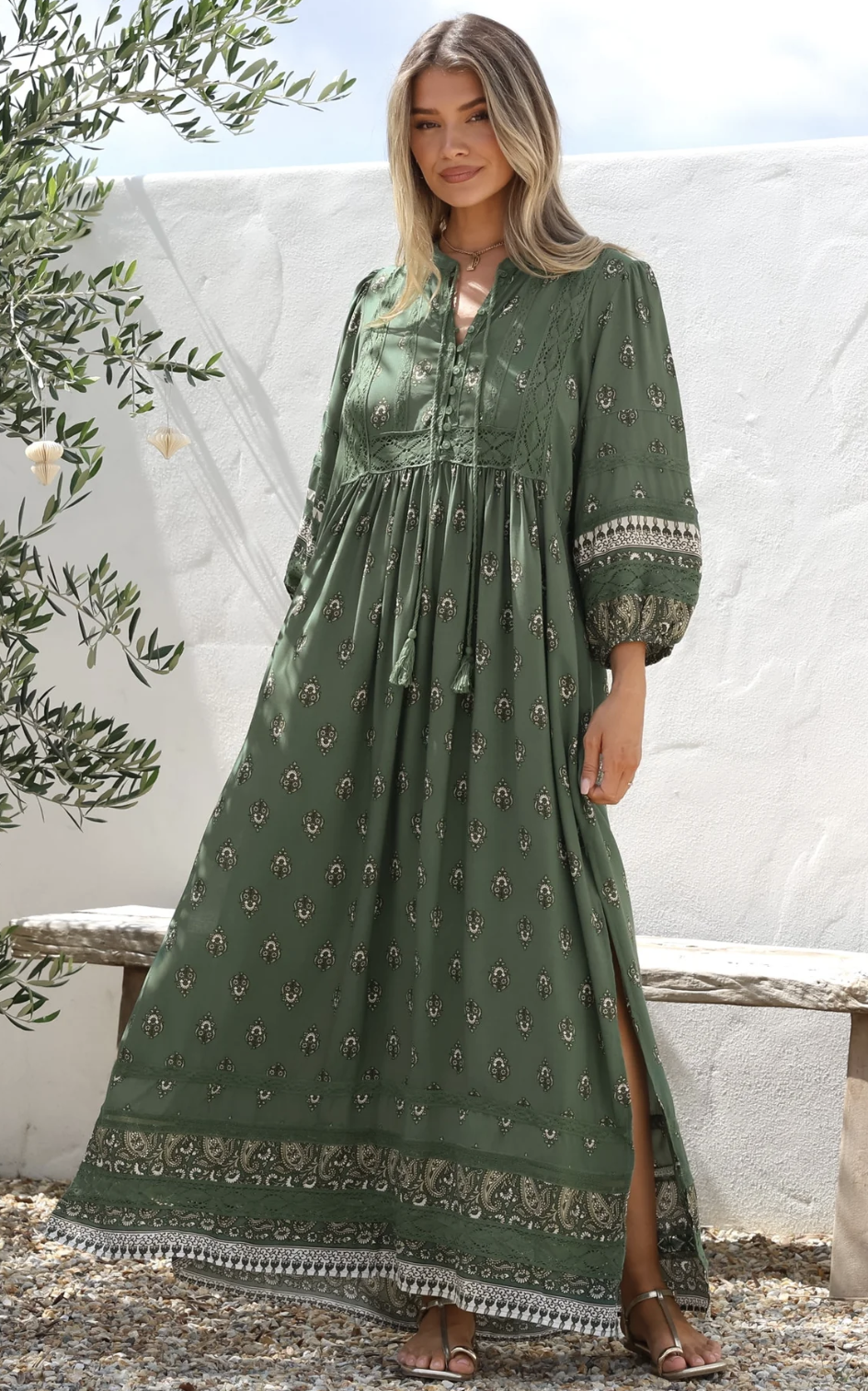 Jaase Viridian Print Meadow Maxi Dress | Sizes S-20