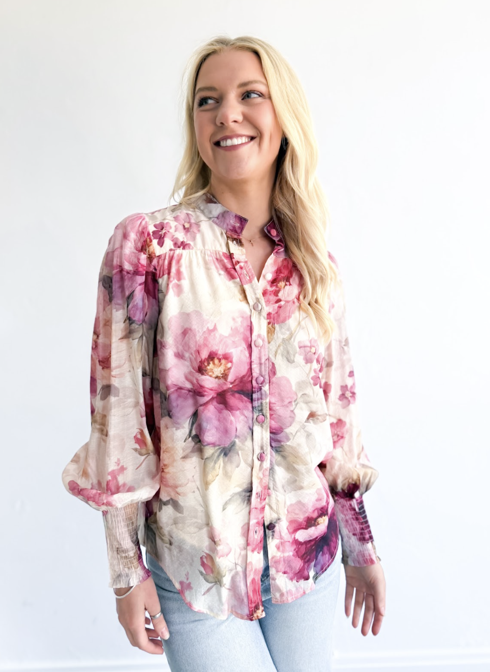 Blush Floral Juliette Long Sleeve Blouse | Sizes 8-18