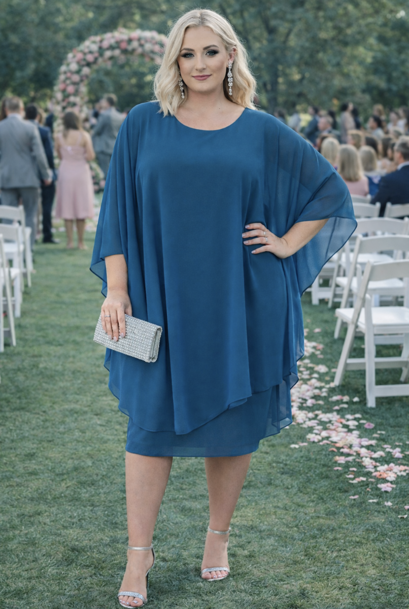 Teal Chiffon Butterfly Dress | Size 16-24