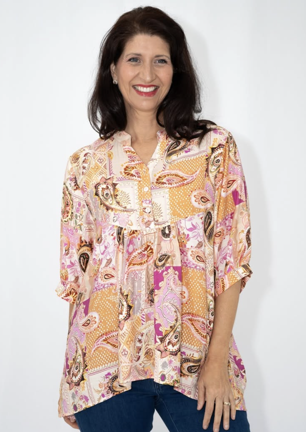 Sunset Patchwork Paisley Blouse | Sizes 10-18