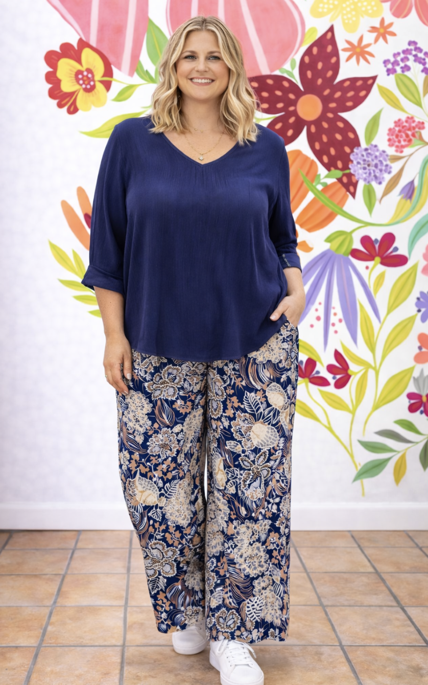 Rust & Sand Cotton Wide Leg Pants | Sizes 10-18