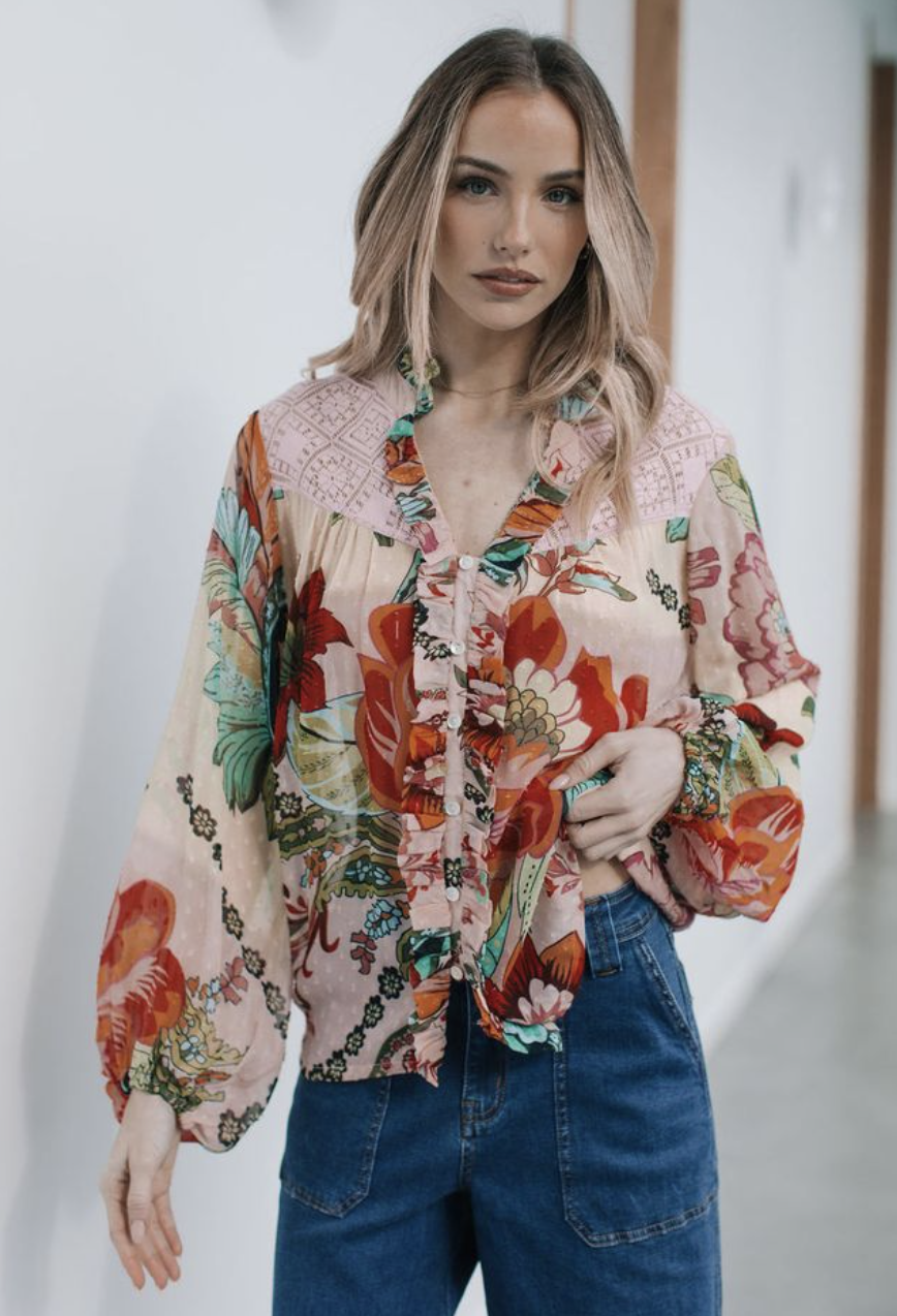 St Tropez Pink Ruffle Blouse | Sizes 8-16