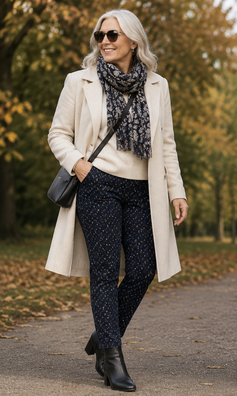 Black & Blue Ditsy Floral Print Fleece Lined Pocket Pants | Sizes 8-16