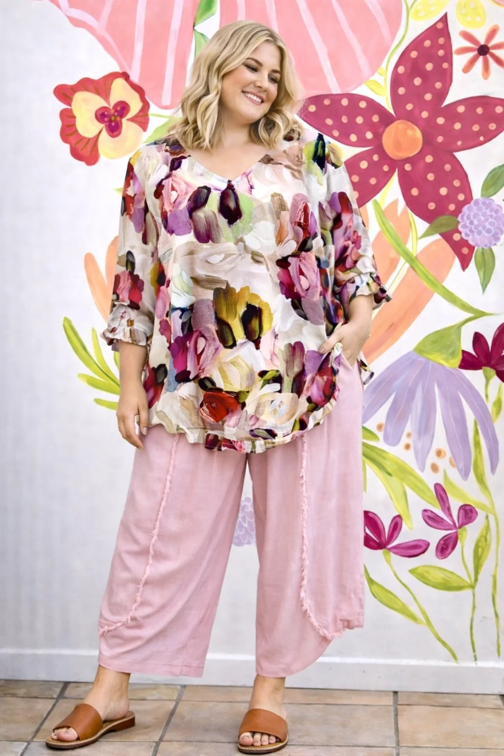 Joywood Fashions Pink Gypsy Pants Monet Ruffle Blouse Willow Tree.jpeg