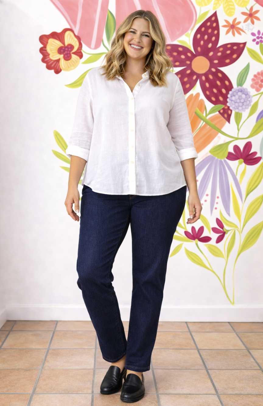 Pushkin Pull On Stretch Denim Jeans | Sizes 12-18