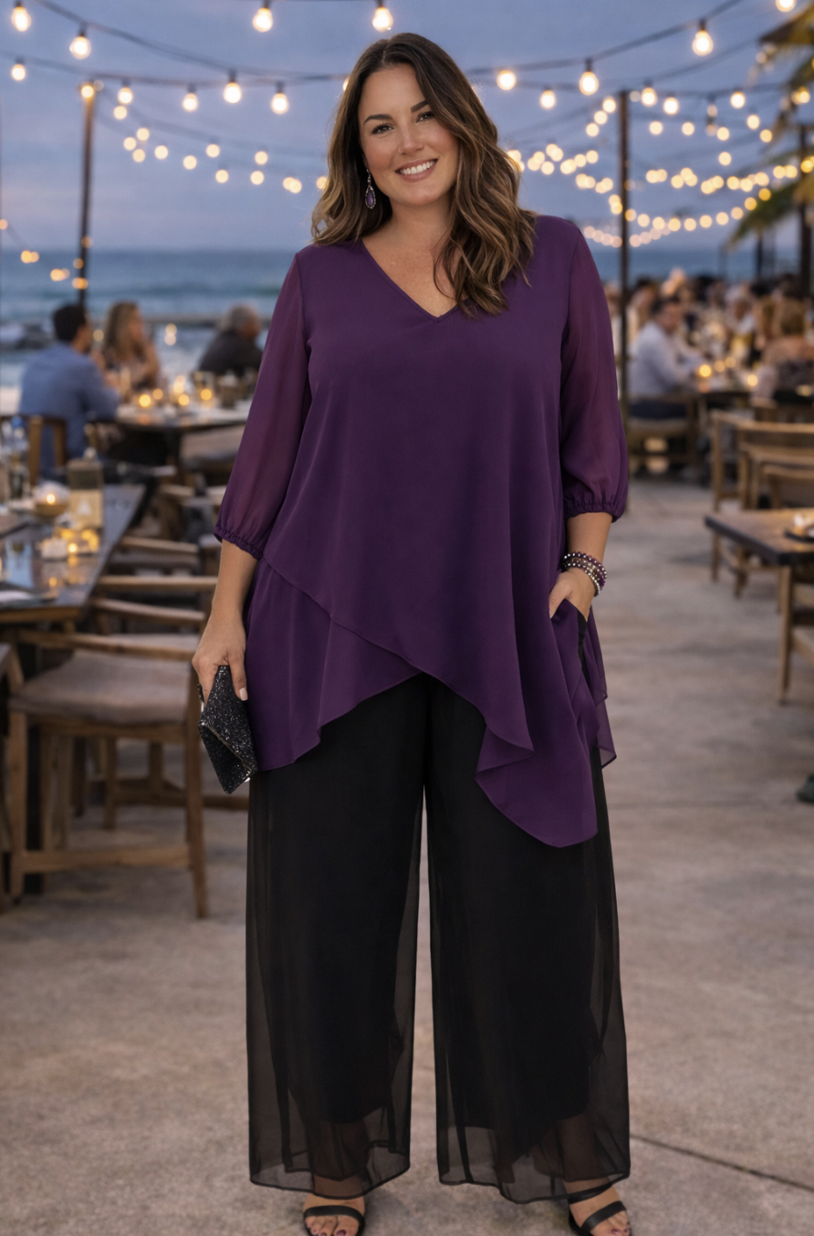 Aubergine Andy Chiffon Tunic | Sizes 14-24