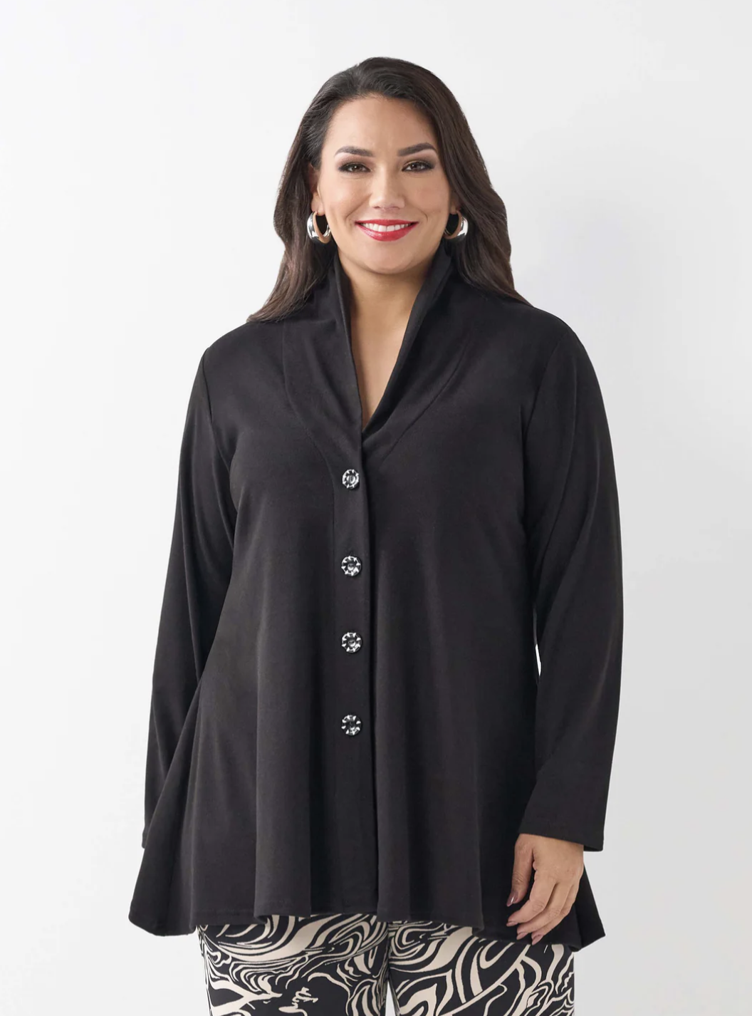 Swish Black High Neck Cardigan | Sizes 18-26