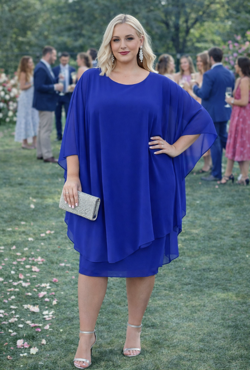 Electric Blue Chiffon Butterfly Dress | Size 16-22