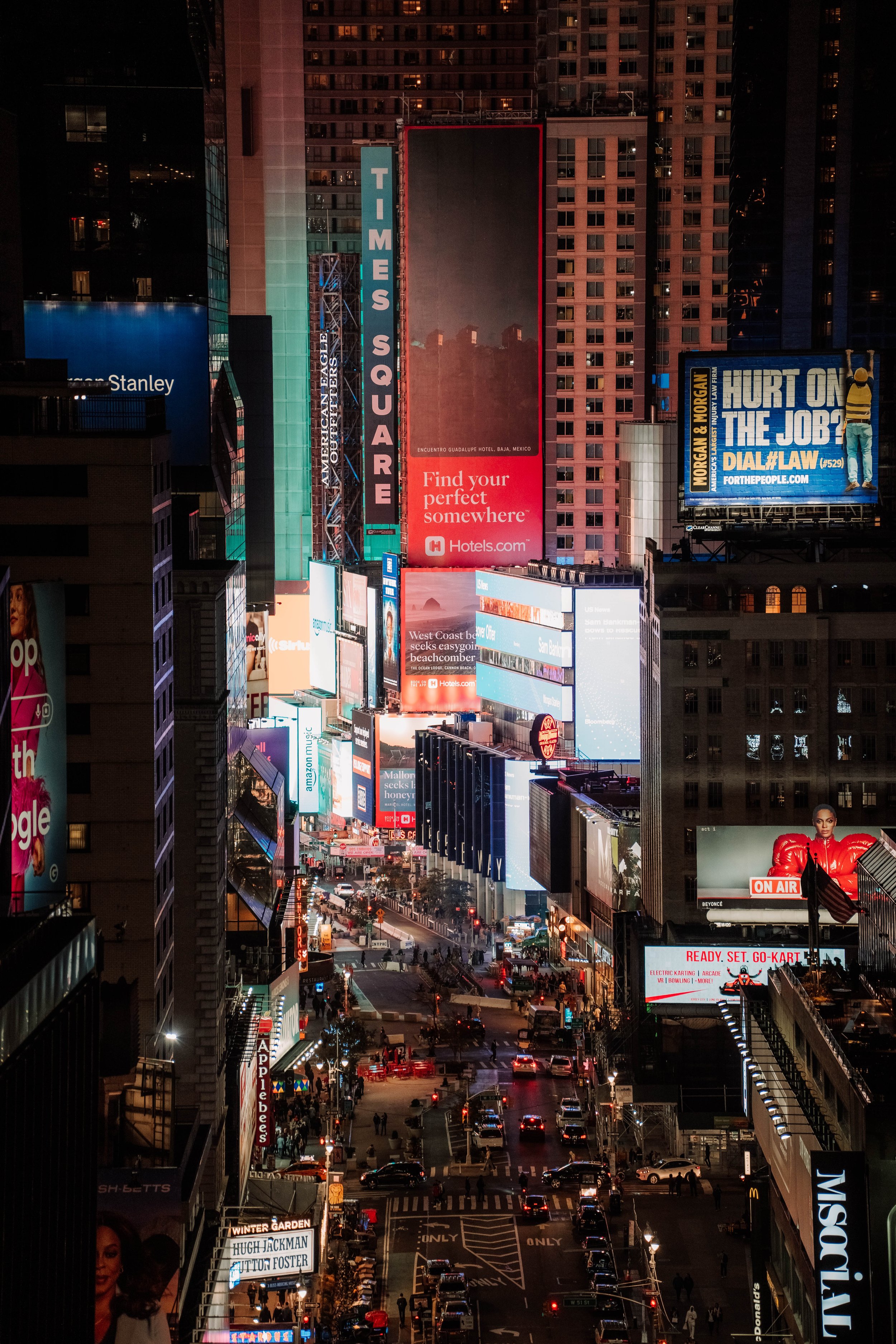 Times Square from the top of the dream hotel in mid-town minhatten