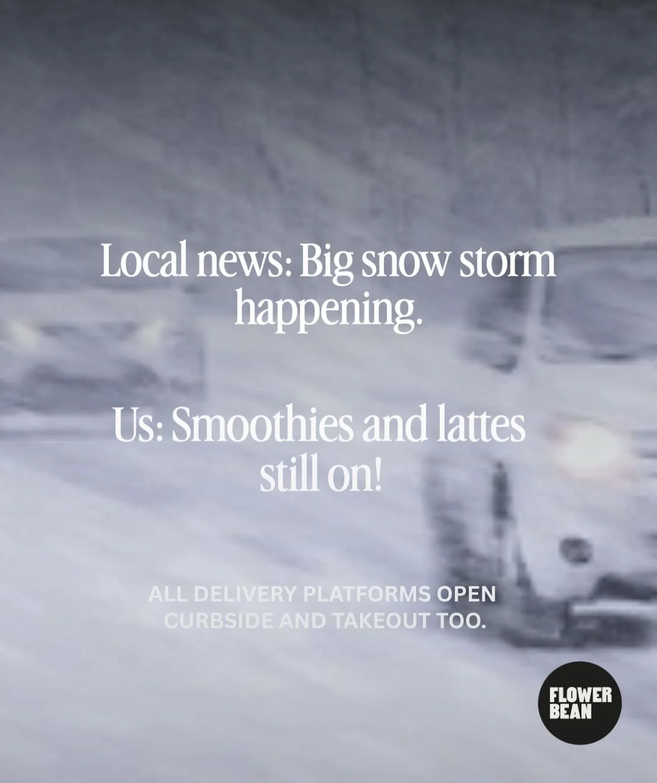 Stay inside, get delivery. Real Sunday energy. Extra-hot lattes. Extra-thick smoothies.
&bull;
A few food items are selling out fast, but we still have your favorites.