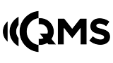 Logo with sound wave design and the text 'QMS'