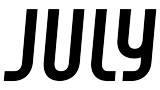 The word 'JULY' in bold black capital letters.