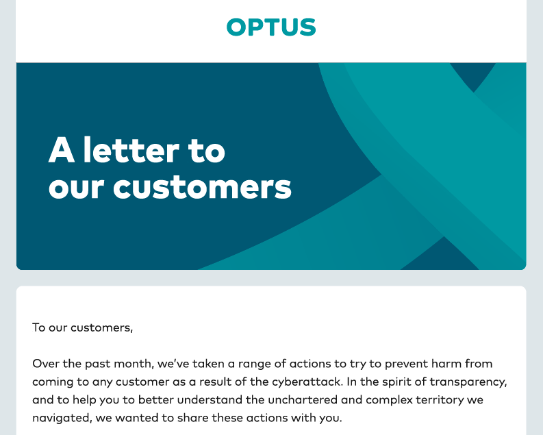 Optus Letter to Customers