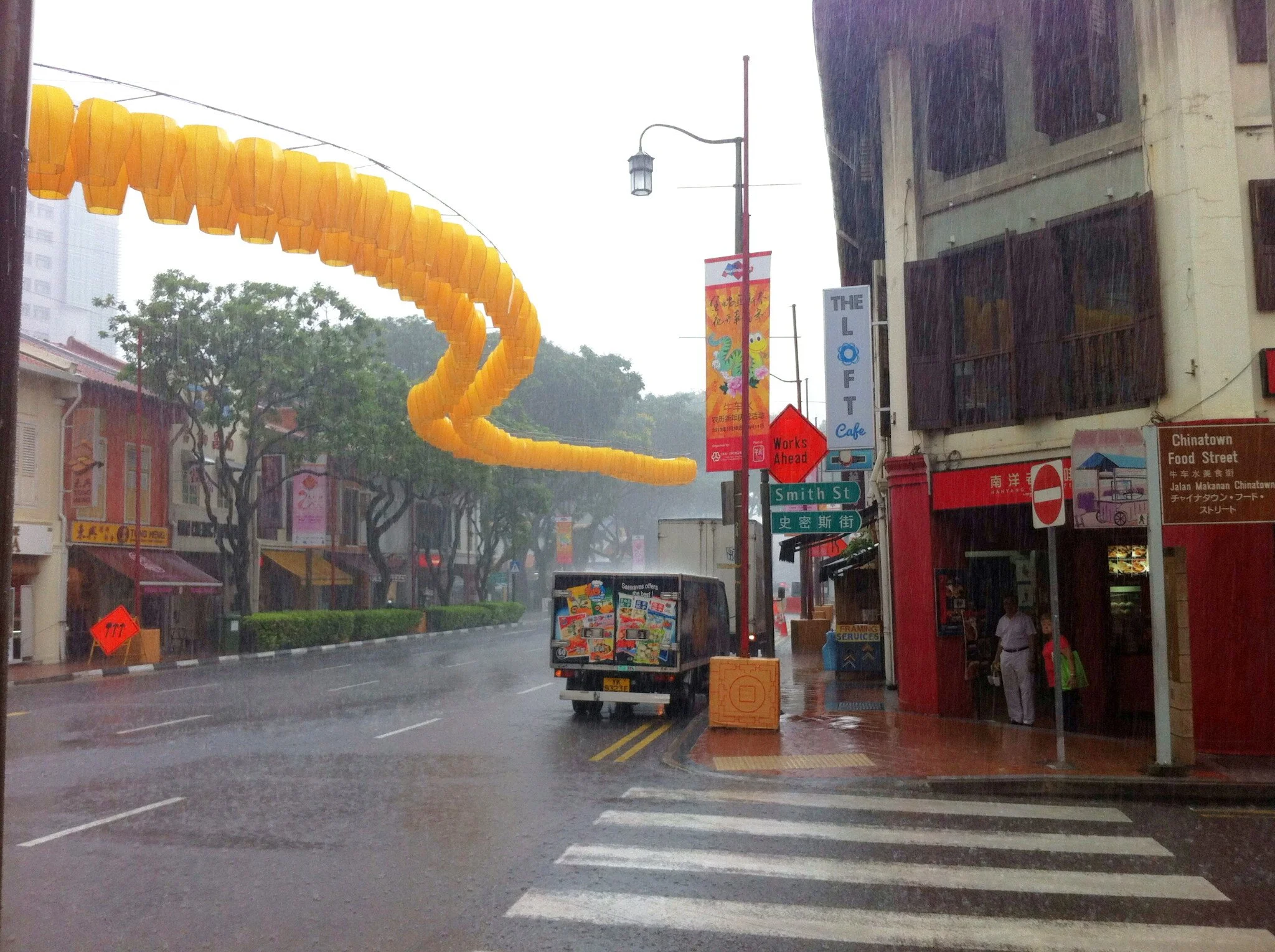 Caught in the rain in Chinatown