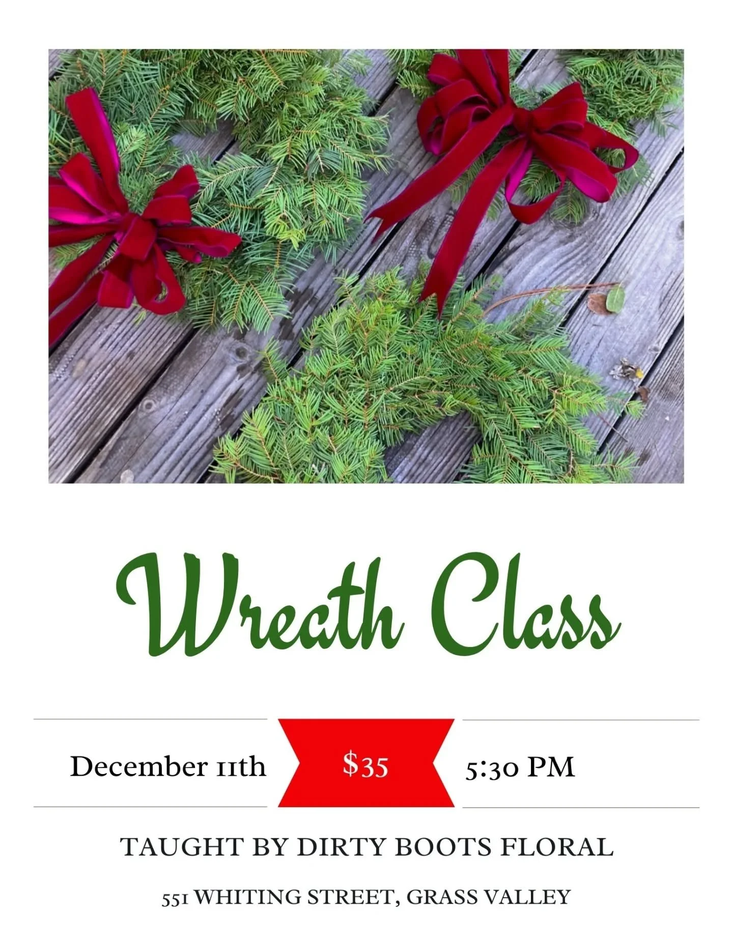 Get into the festive season by joining us for a DIY Christmas wreath making class! You will learn to make a wreath with natural evergreen branches and top it off with your choice of bows.
❇️
Hey guys I'll be doing a DIY Wreath Making class at the Whi