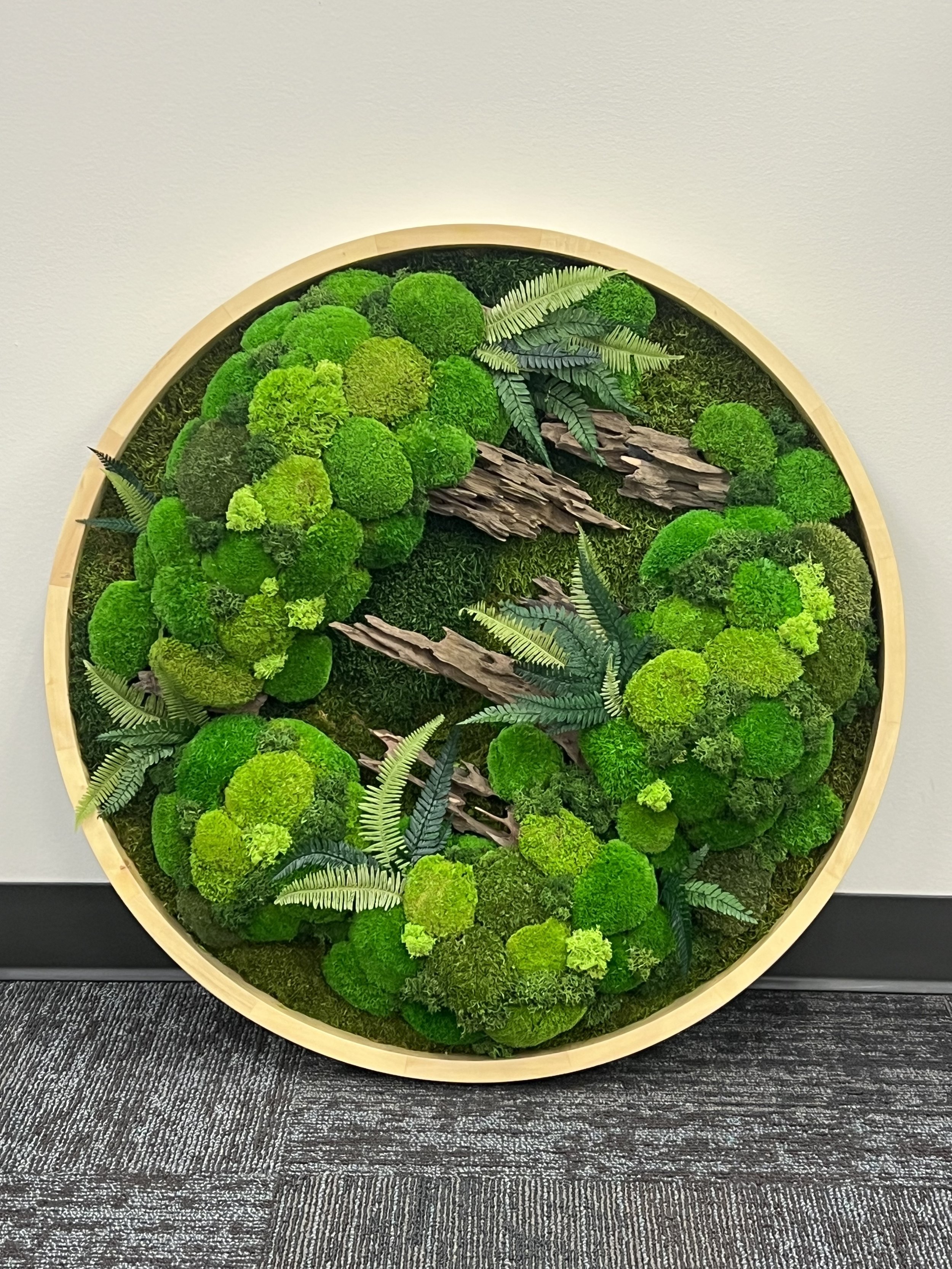 Custom preserved moss art in a private Bellevue residence