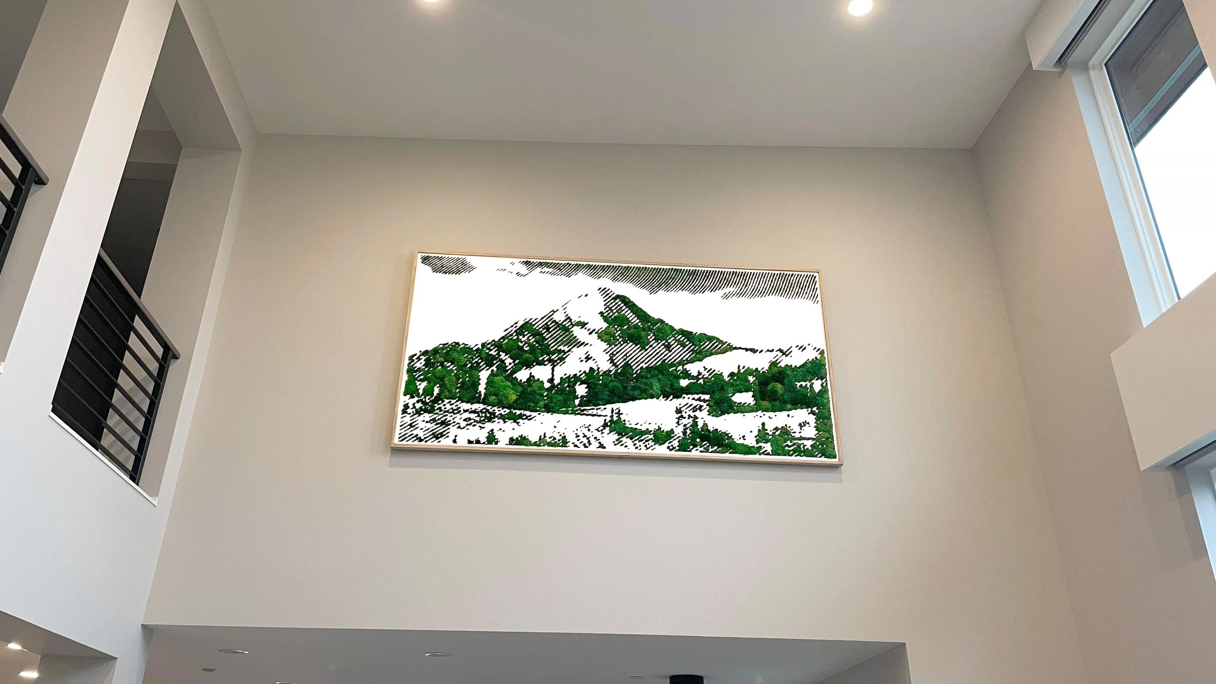 Preserved moss art detail in a private Kirkland residence