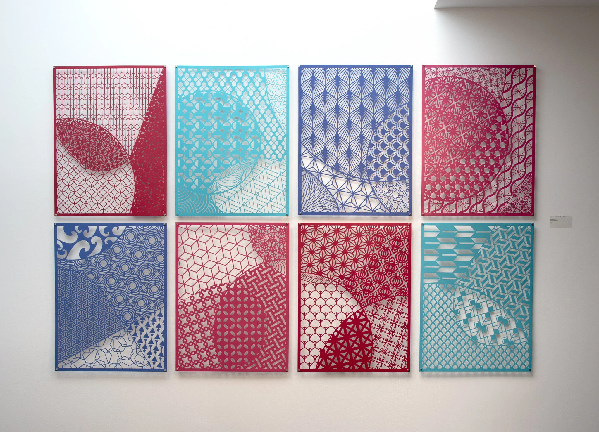 Installed at the Craft Council of BC in Vancouver using nails and rare earth magnets. Approximate size is 82.5 x 52.5 inches