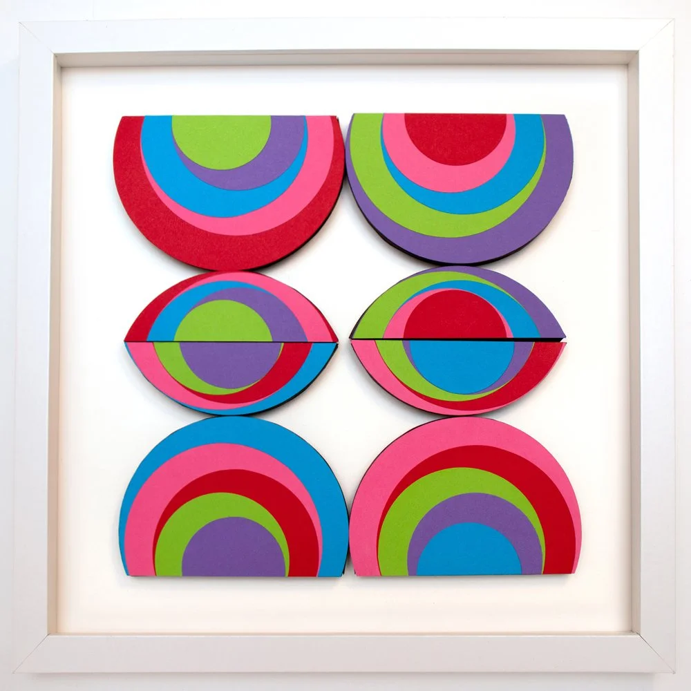 Title: Go Ahead, Use The Bright Colours, 2025 - Paper Module Sculpture, 12 x 12 inches