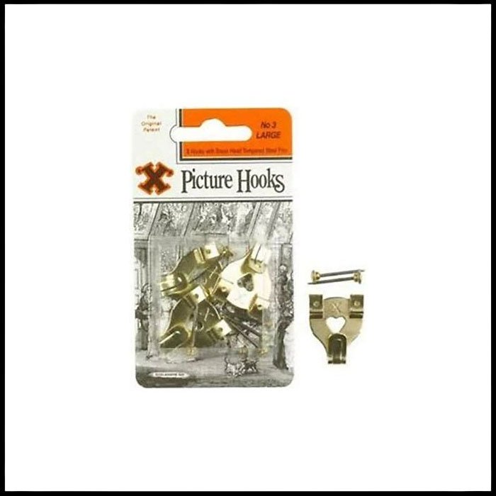 Shaw No 3 Steel Picture Hooks - Brass Plated