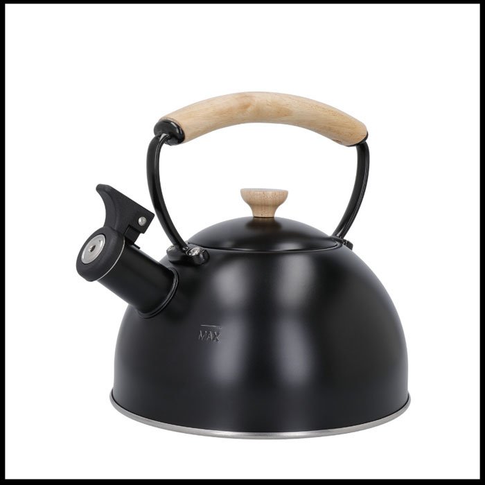 La Cafetiere Whistling 1.6L Kettle - Black with Wooden Handle — C