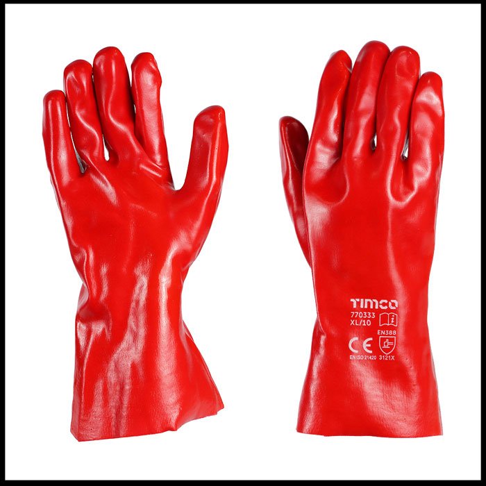 TIMco X Large PVC Coated Gauntlets Cotton Gloves