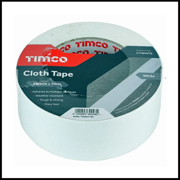 TIMco 50m x 48mm Cloth Tape - White