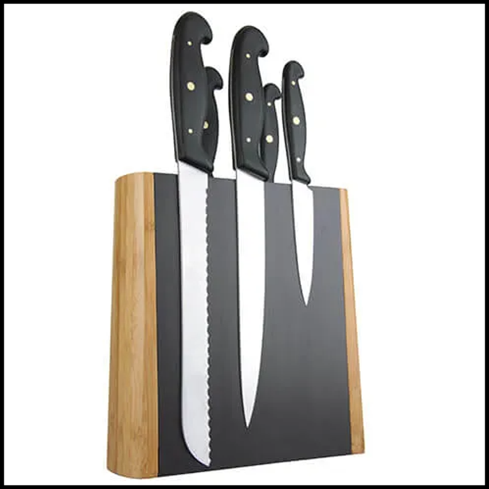 Taylors Eye Witness Universal Double Sided Bamboo Wood Magnetic Knife Block