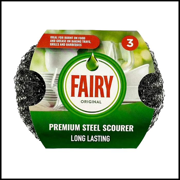 Fairy Premium Steel Scourers (Pack Of 3)