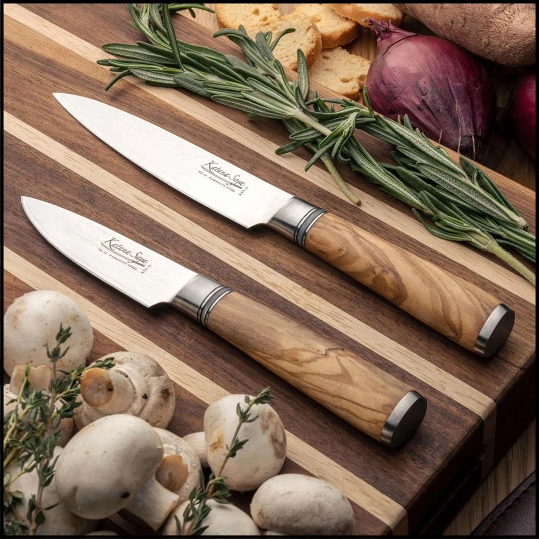 Katana Saya Olive Wood Paring Knife - 9cm Blade