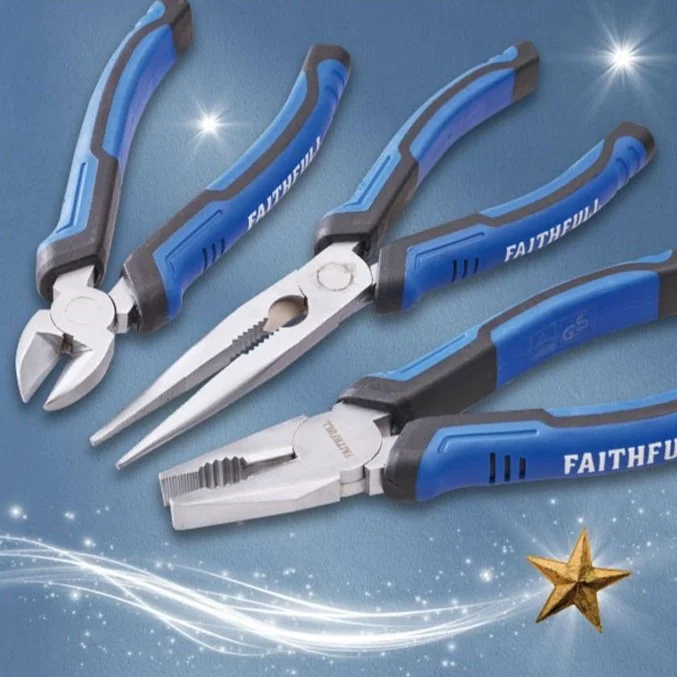 3 Piece Plier Set (Long Nose, Side Cutters & Combination)