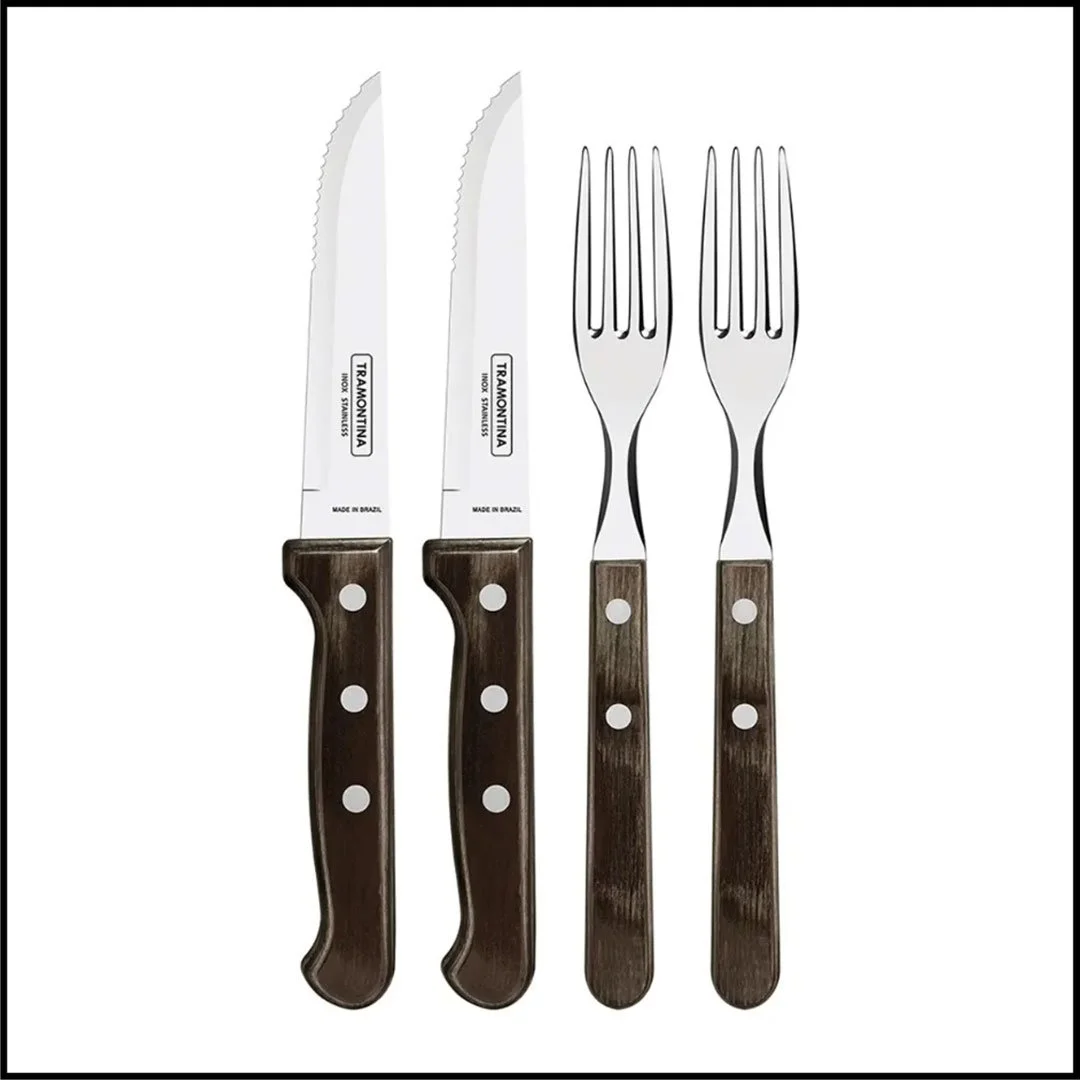 Tramontina Churrasco 4 Piece BBQ Steak Knife & Fork Set