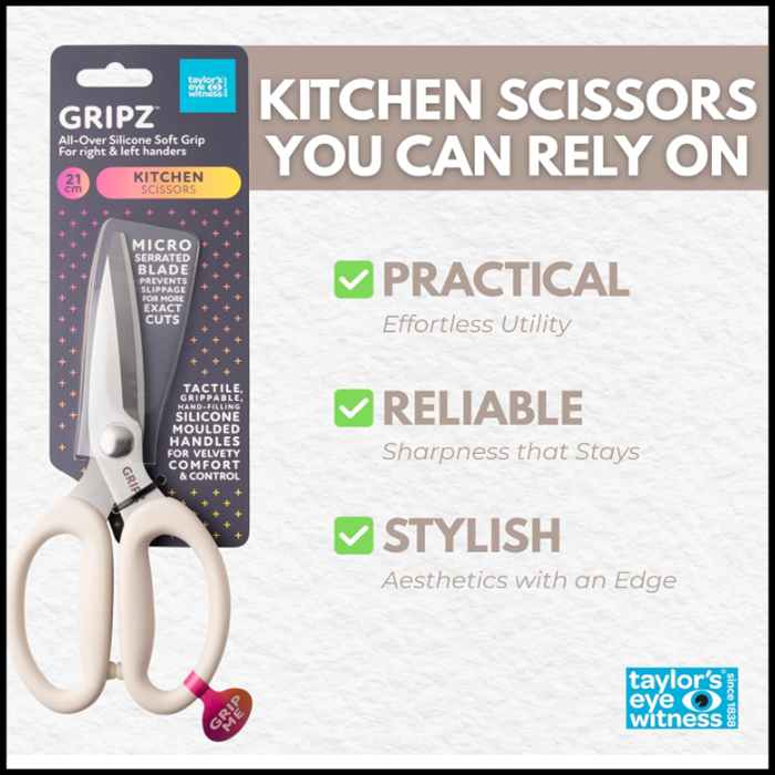 Taylors Eye Witness Gripz 21cm Kitchen Scissors Oyster