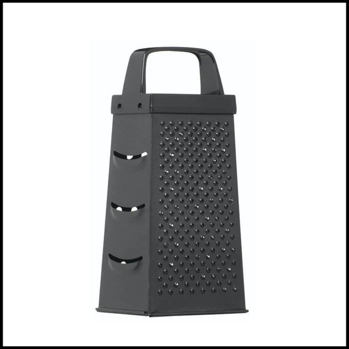 KitchenCraft Non-Stick 17cm Four Sided Box Grater, Black, Stainless Steel