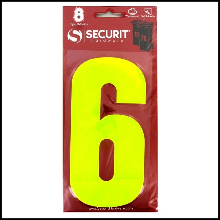 Securit No.6 Large Wheelie Bin Number - Yellow