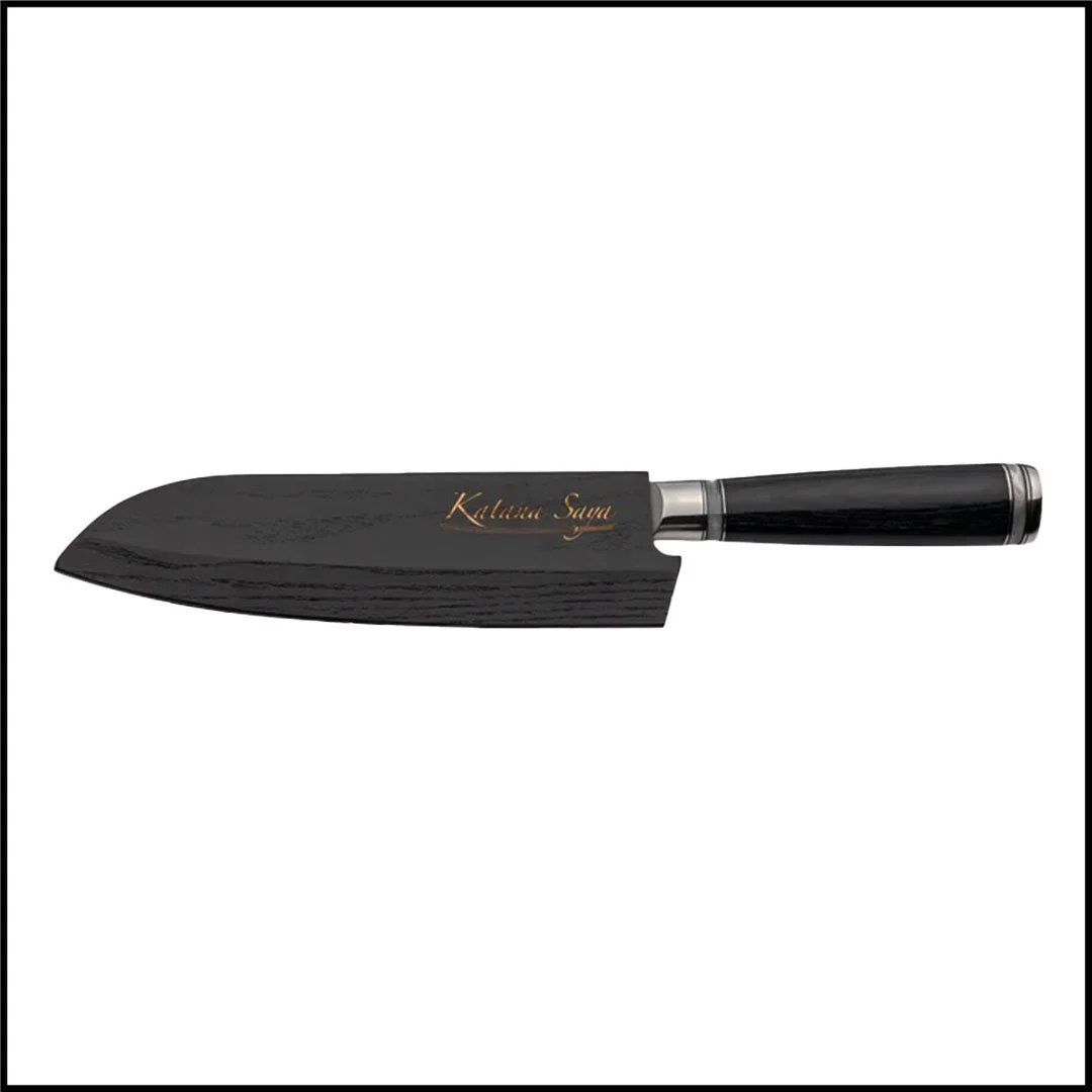 Katana Saya Pakkawood Santoku Knife - 18cm Fluted Blade