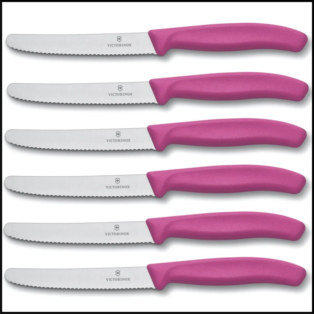 Victorinox Classic Tomato Knife - 11cm Serrated Blade (Pink Handle)