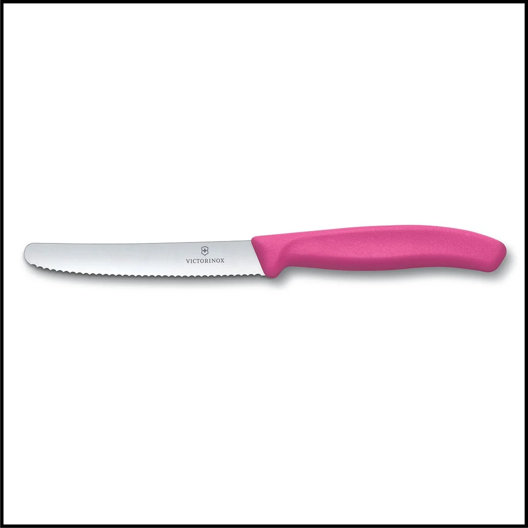 Victorinox Classic Tomato Knife - 11cm Serrated Blade (Pink Handle)