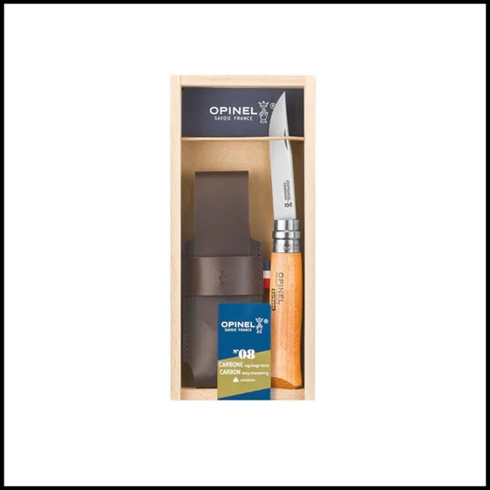 Opinel N°08 Classic Originals Carbon Steel Knife with Sheath Gift Set