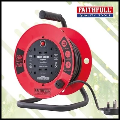 FAITHFULL 13A Cable Reel - 20m