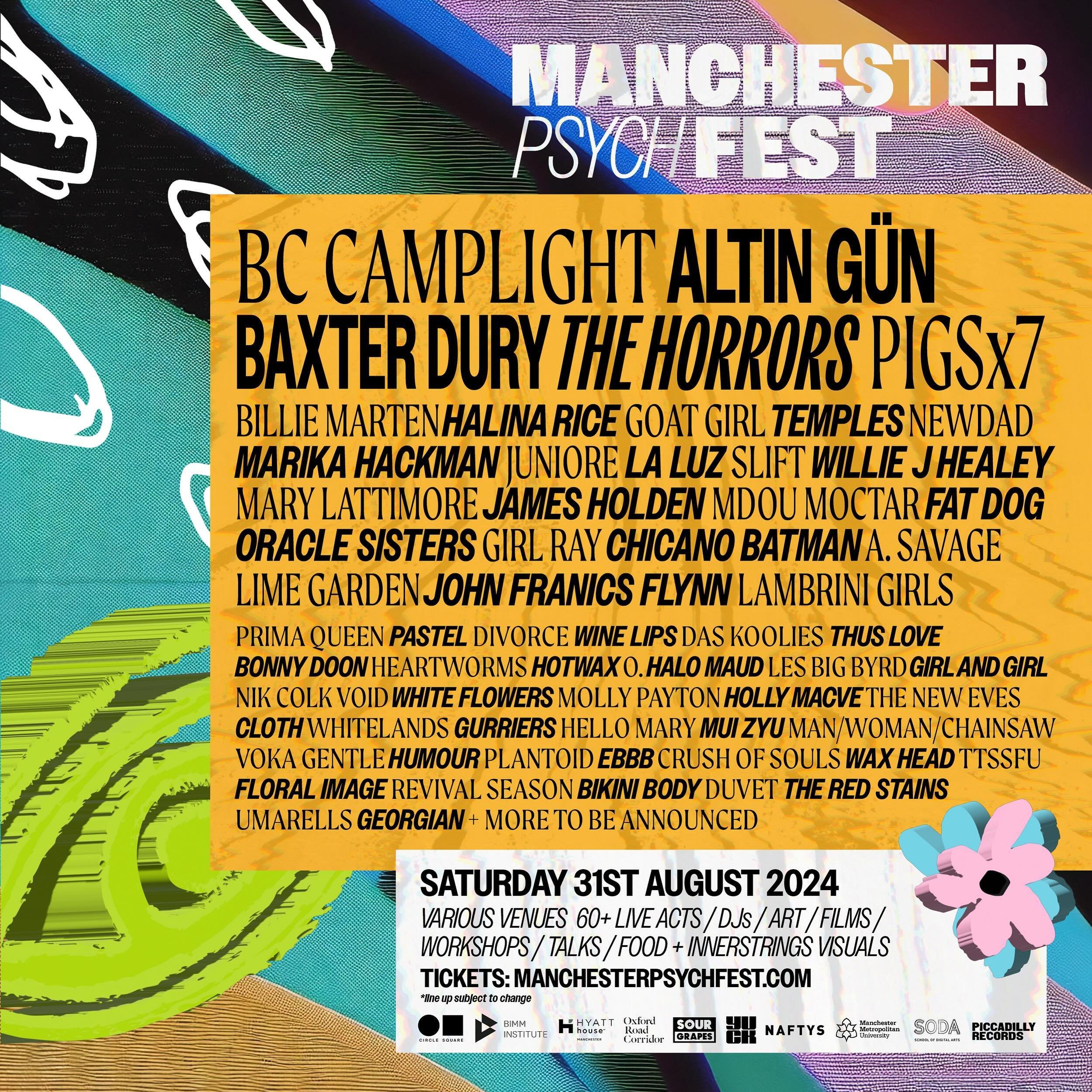 Following a sold out show at @alberthallmcr in 2023, @bccamplight returns to headline @manchesterpsychfest this August ⚡️⚡️⚡️