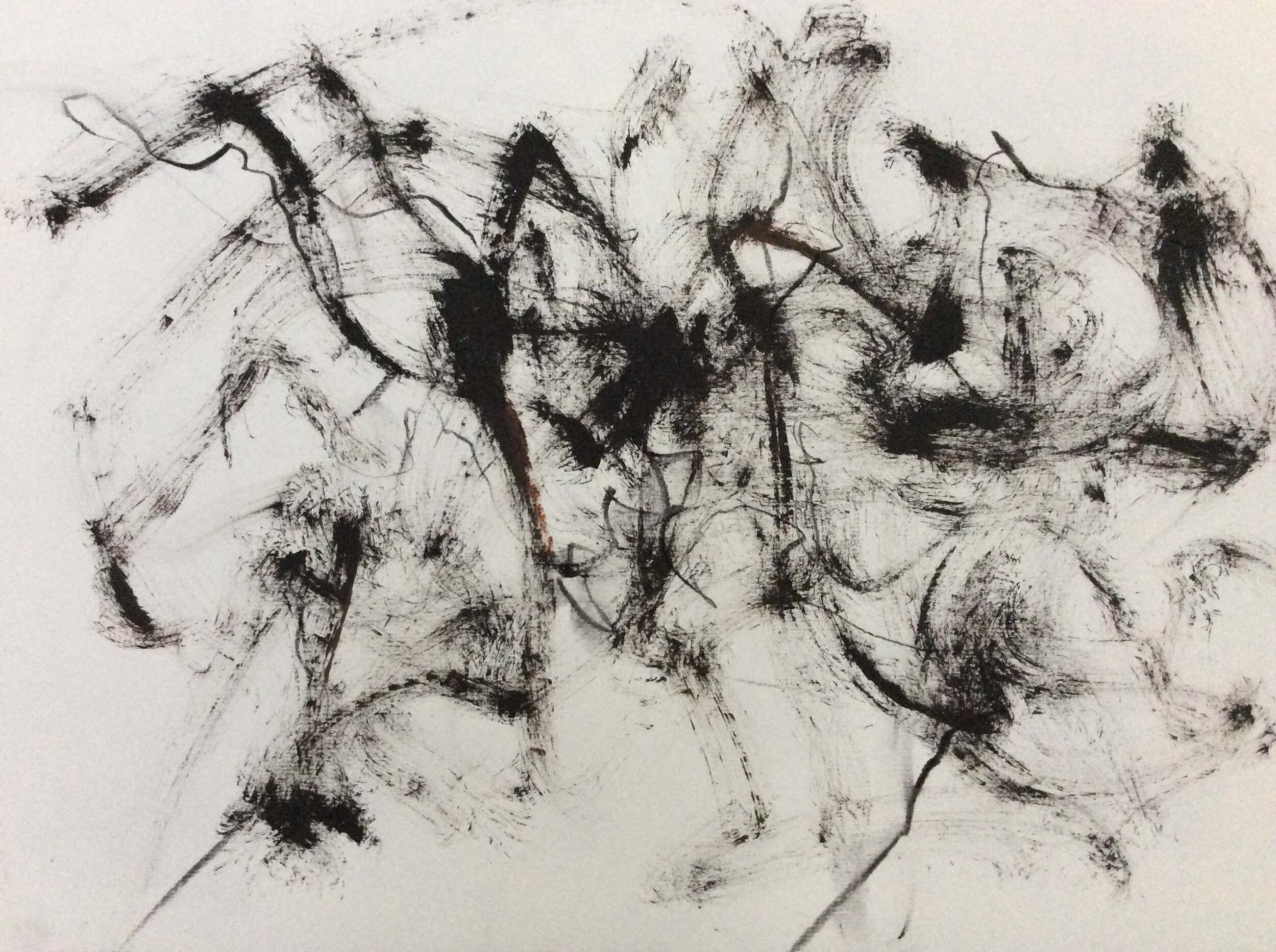 Untitled 30 x 43cm Charcoal graphite and oil on paper, 2020