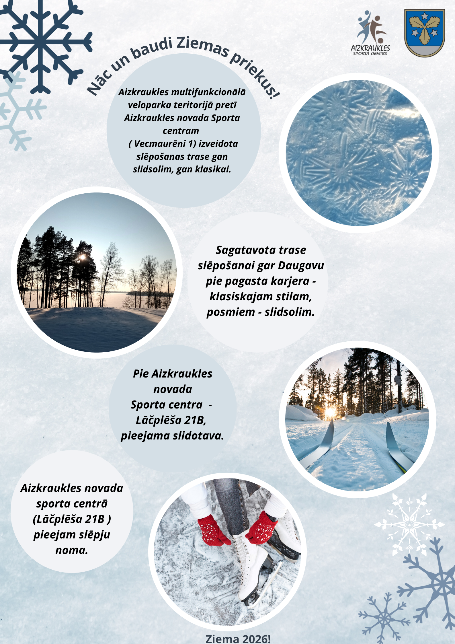 Slēpošanas trases un slidotava 2026