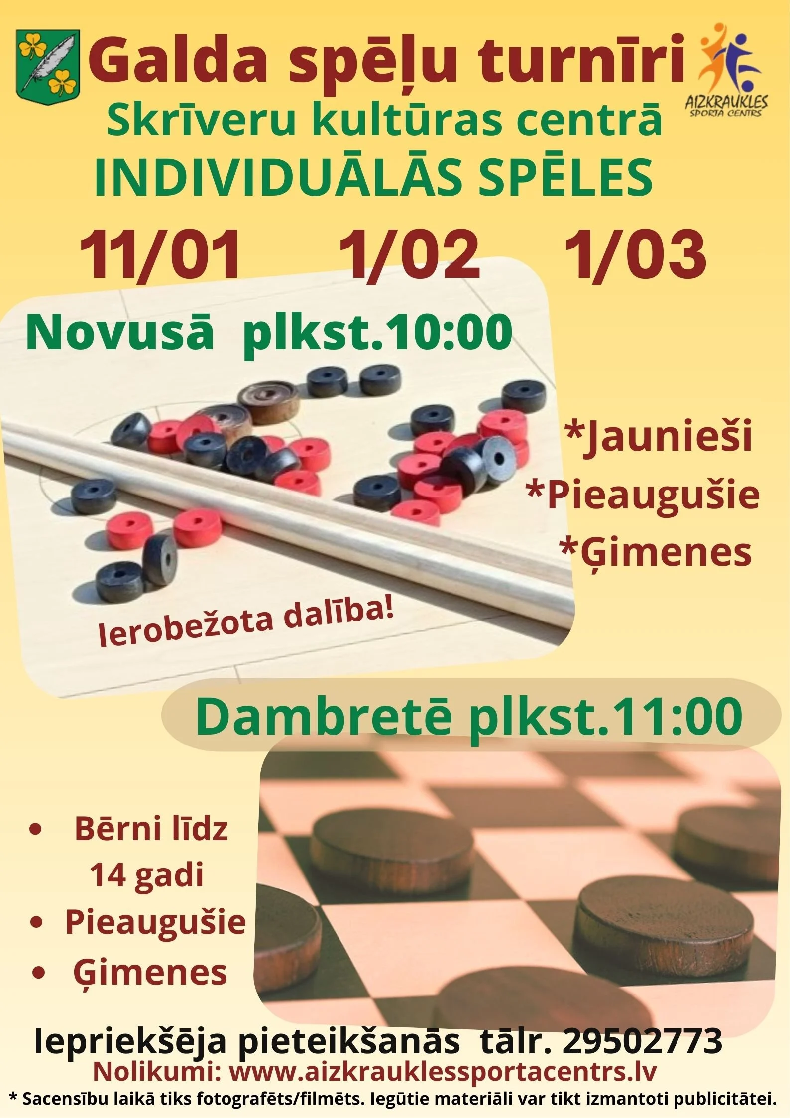 Galda spēļu jaunās sezonas turnīri Skrīveros