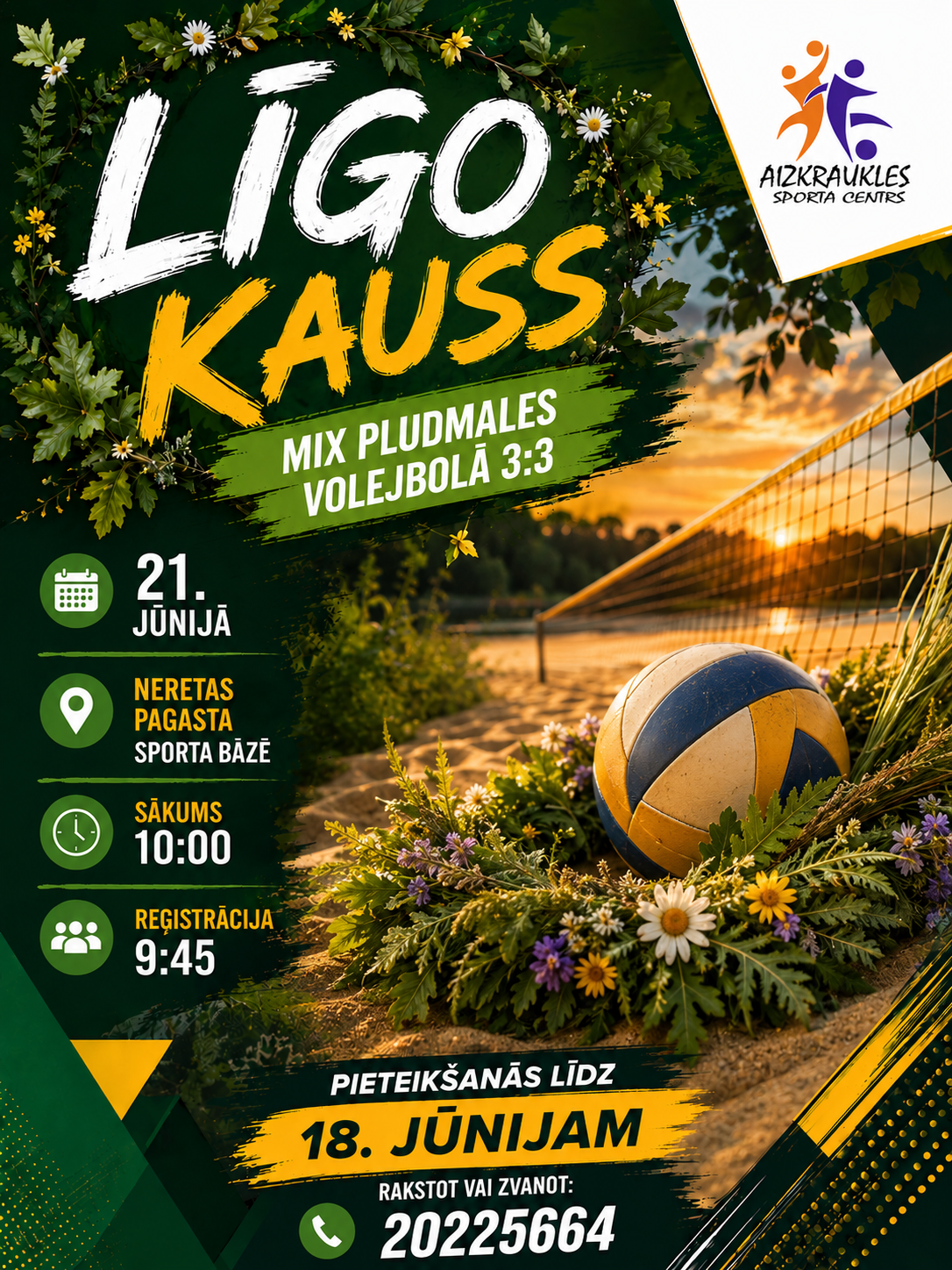 "Līgo kauss" pludmales volejbolā Neretā