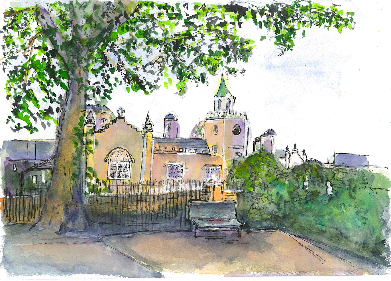 Trinity Hospital at dusk, Greenwich - print