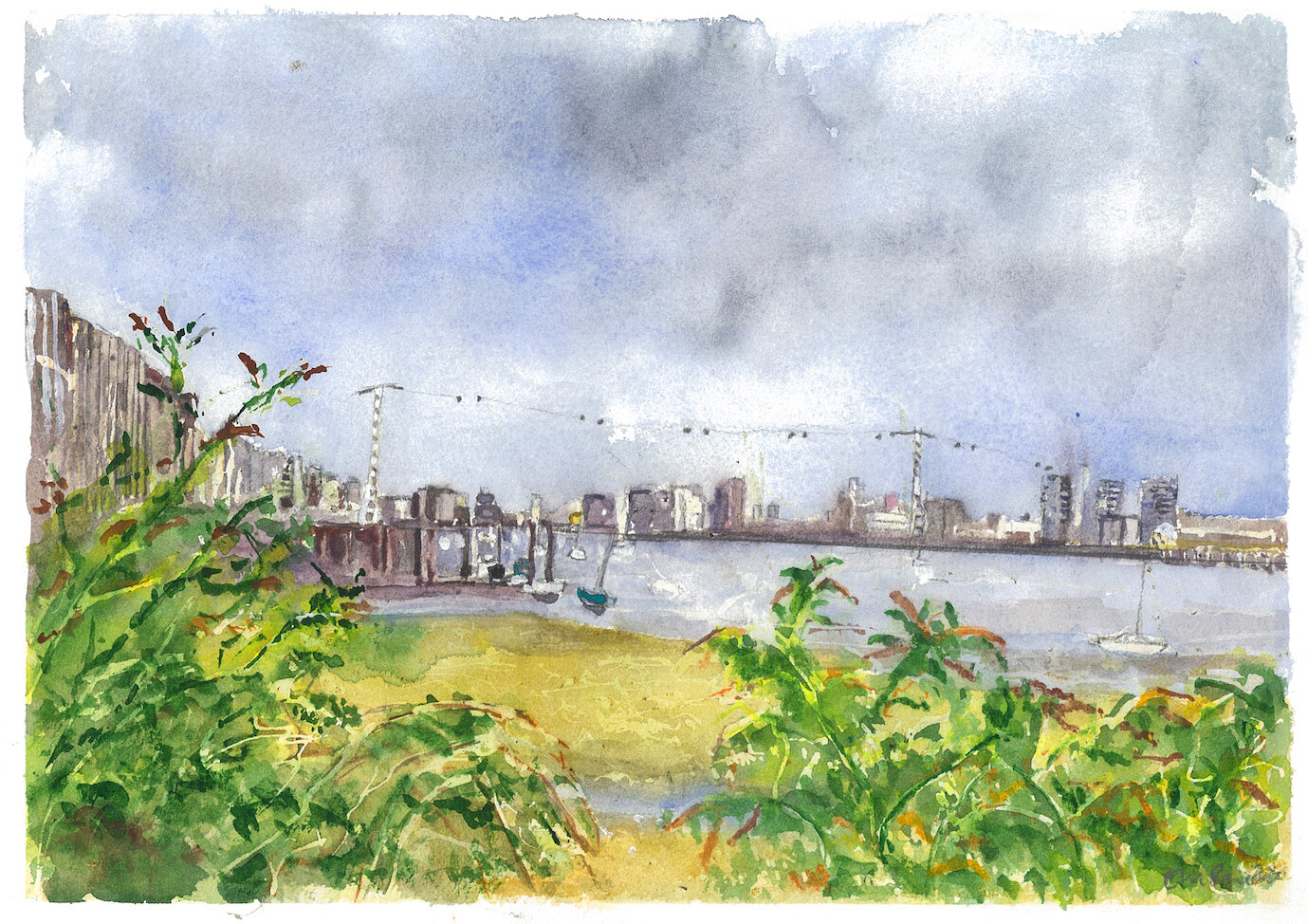 Cable Cars on the Thames, Greenwich - print