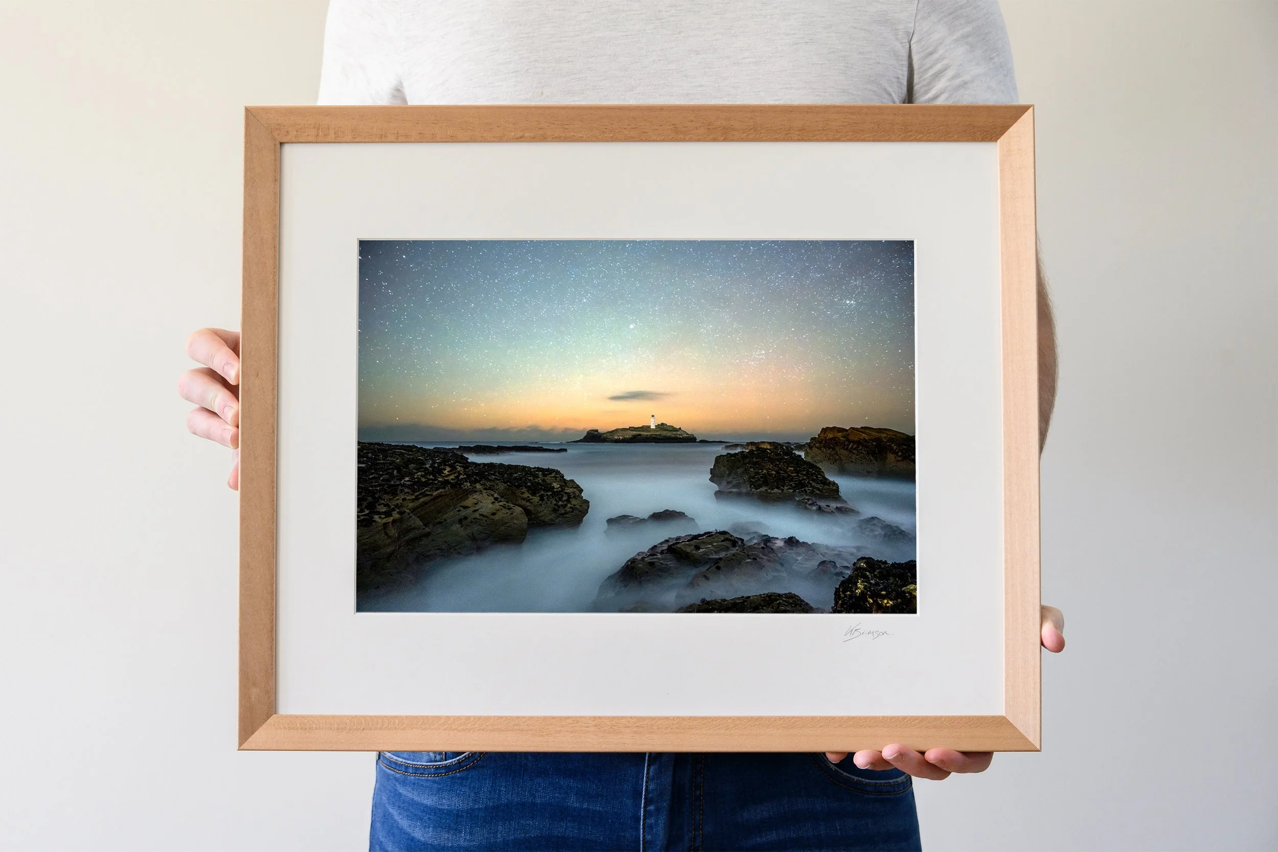 Godrevy Misty Midnight Seas Birch Frame